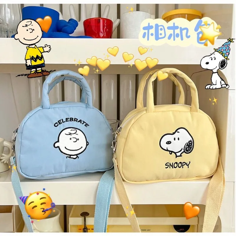 

New MINISO Snoopy Lady’s Cute Little Handbag Cartoon Cosmetic Bag Soft Storage Bag Double-sided Back Shoulder Crossbody Bag Gift