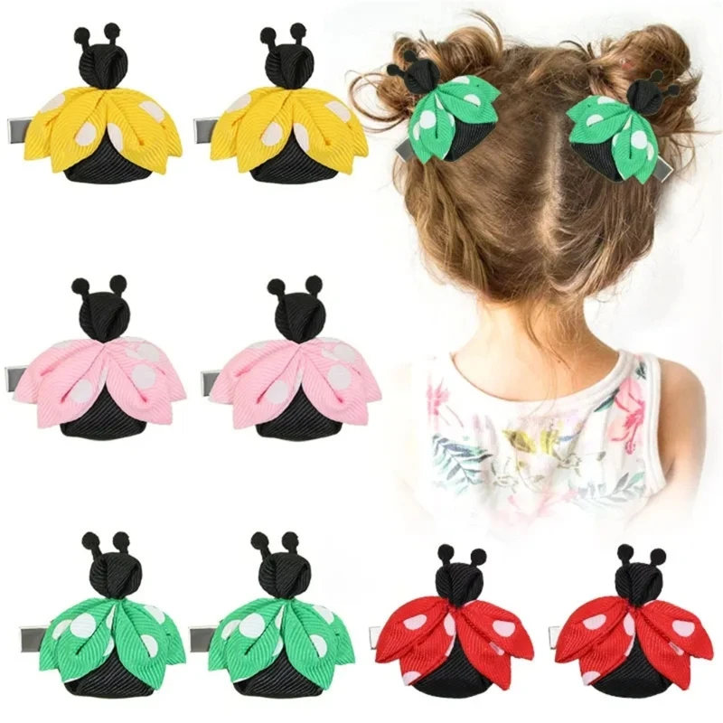 Colorful Cartoon Animal Hair Clip for Girls Kid Barrettes Ribbon Ladybird Handmade Hairpins Lovely Hairpins