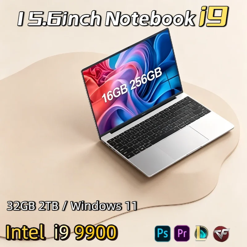 

Windows 11 HOT 15.6 Inch Laptop 32GB 2TB Intel Core i9 9900 1920x1080 HD Gaming Computer Office Ultra Slim PC Gamer Backlit