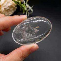 Natural Clear Quartz Pocket Palm Stone Crystal Energy Thumb Toy Hot Compress Crafts Reiki Healing Gift Mineral message tool