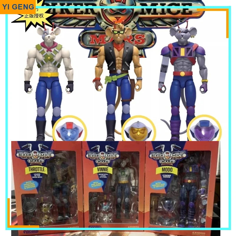 

In Stock Nacelle Biker Mice From Mars Throttle Modo Vinnie Action Figure Mice Bike From Mas Anime Figures Model Doll Toy Gifts