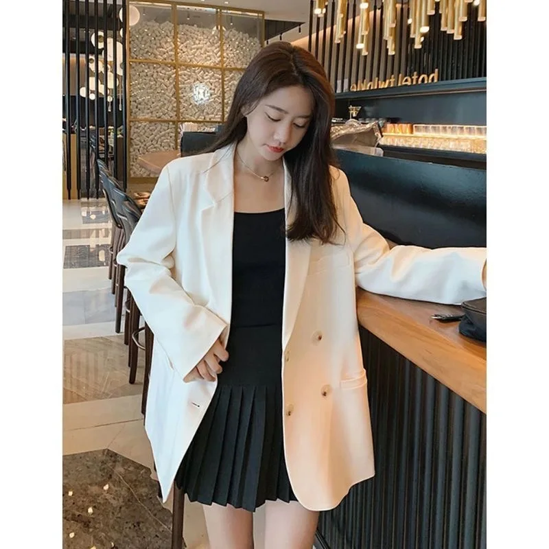 

Women Blazer Mid-Length Covered Brown Cuff Embroidery Wide Twill Open Stitch Roll Official Long-Sleeved Classy Sensation Wine