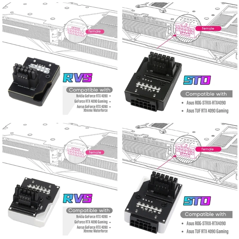 RTX 4090 4080 전원 공급 케이블 어댑터, 암수 90 도 커넥터, ATX3.0, 12VHPWR, 12 + 4, 16 핀, PCIe5.0, 450W