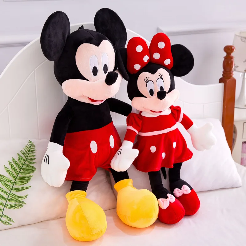 Disney Anime Mickey Mouse 30-120cm Minnie Mouse Plush Toy Couple Grab Doll Machine Girl Sofa Throw Pillow Kids Toy Christma Gift
