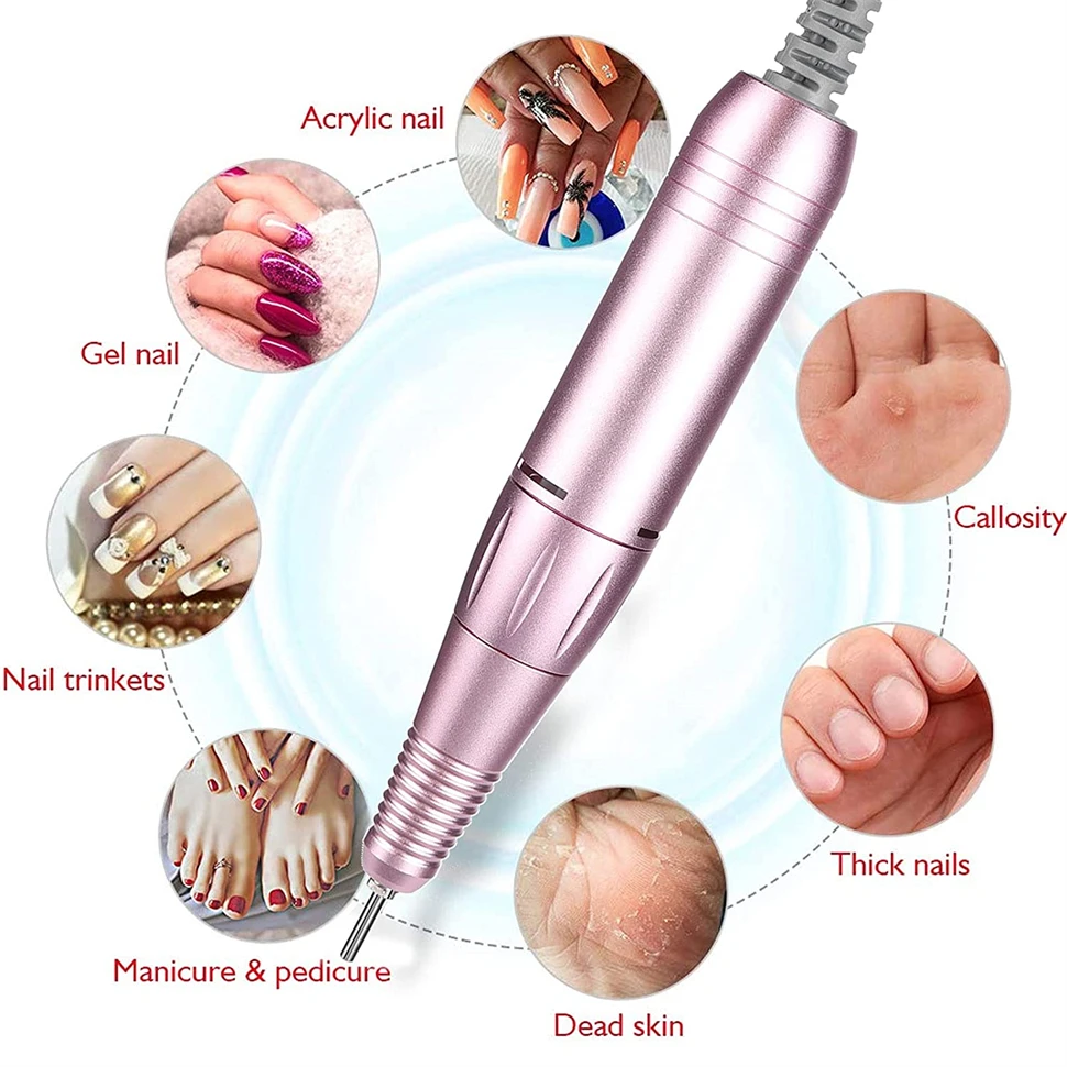 Perceuse à Ongles Pliable avec Poignée de Remplacement, Ponceuse à Ongles Électrique, Machine de Manucure, 35000