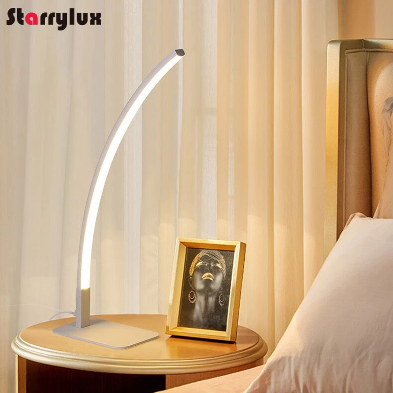 

Curved Desk Lamp Modern Eye Protection Study LED Light Creative Reading Lamps for Dorm Bedroom