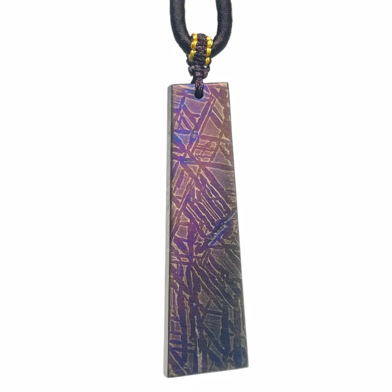 Muonionalusta Meteorite Trapezoid Pendant Necklace Natural  Pattern Cosmic Jewelry Unique Amulet Gift for Men Women LK353