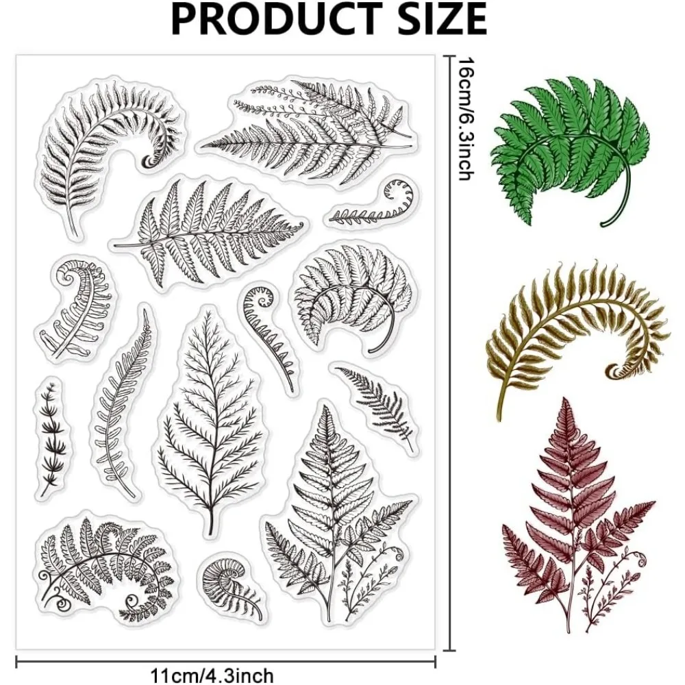 Plant Clear Stamps Fern Leaves Transparent Silicone Stamps for Card Making Silicone Clear Stamp Seals for Cards Stamps Making