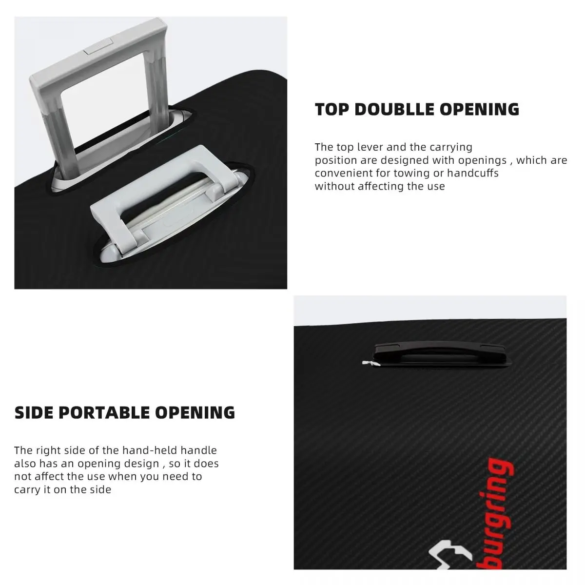 Nurburgring Carbon Fiber White Red Suitcase Cover Protection Elastic Trip Luggage Protector Covers for 18-32 Inch