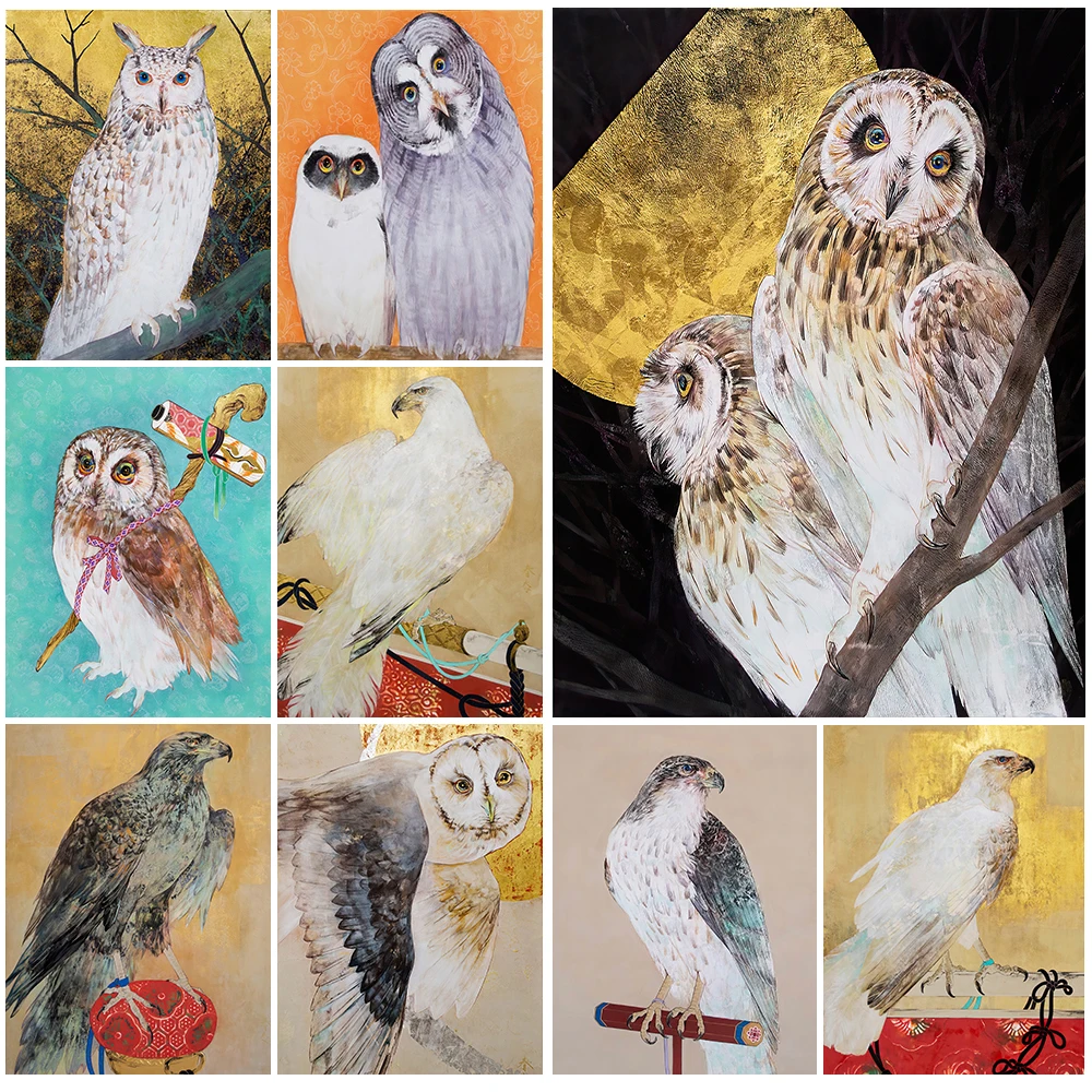 

Cartoon Owl Bird Poster Watercolor Wall Art Canvas Painting Posters Home Decor Wall Pictures For Living Room Unframed