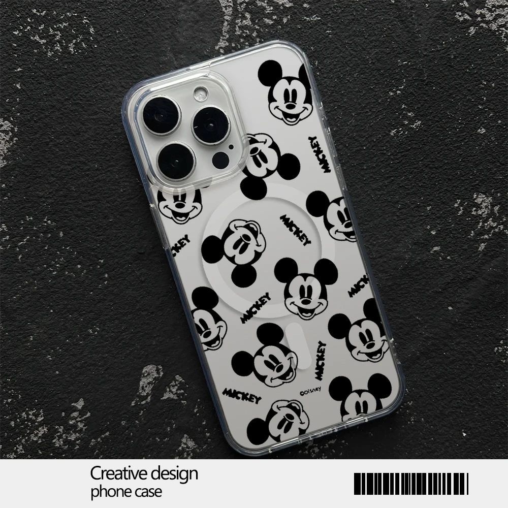 MINISO Disney Mickey Minnie Mouse Phone Case for iPhone 12 11 13 14 15 16 Max Pro Plus Magsafe Magnetic Wireless Cover image 4