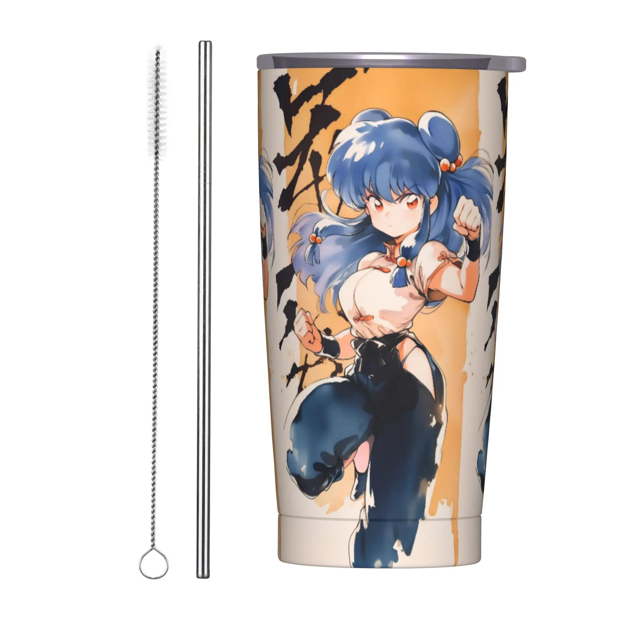 Vaso Térmico Ranma 1/2 Shampoo Manga, Taza de Viaje con Aislamiento al Vacío, Botella de Agua, 20oz