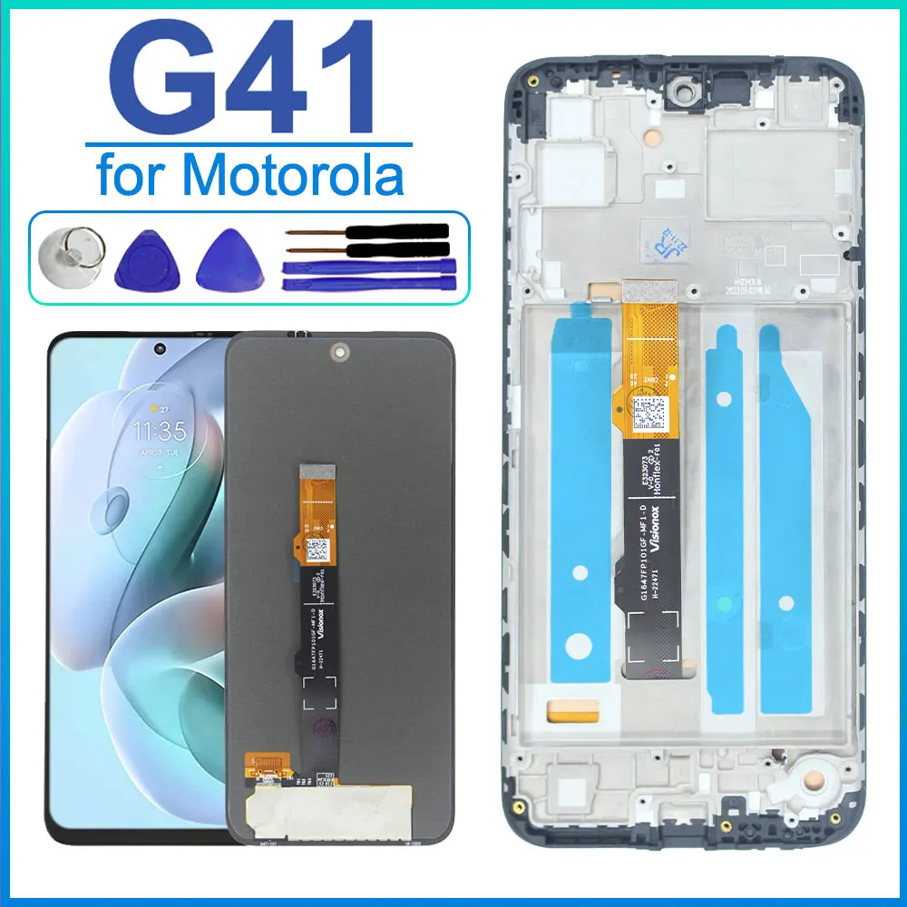 Pantalla LCD AMOLED para Motorola Moto G41, Pantalla Táctil Digitalizadora de Repuesto para Moto G41 XT2167 con Marco