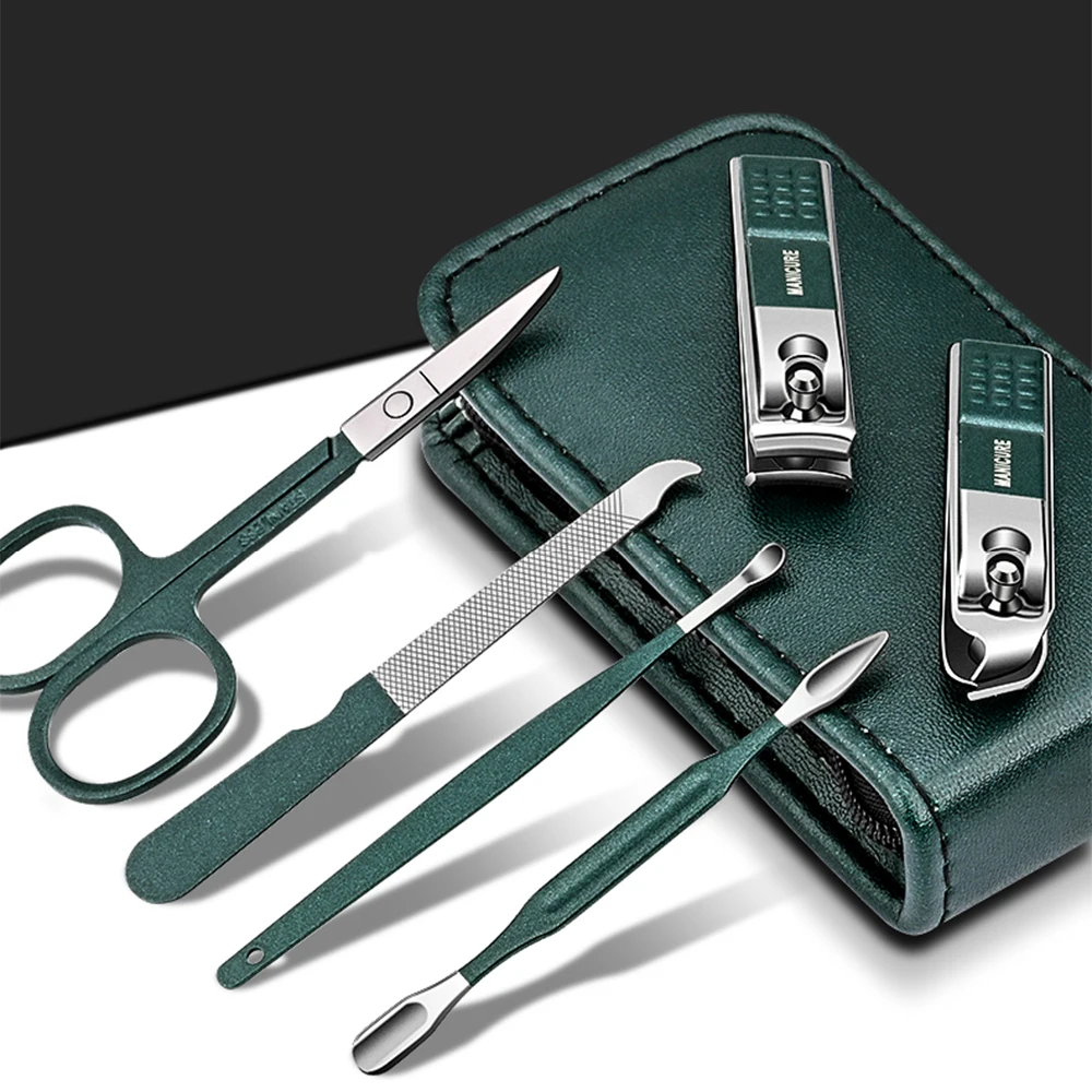 Ouriner 6-18 Stuks Draagbare Manicure Sets Pedicure Kits Heldere Zwarte Nagelknipper Set Persoonlijke Verzorging Gereedschap Wenkbrauw schaar