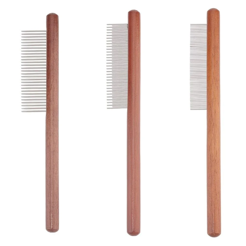 3Pcs 3 Style Macrame Fringe Combs with Wood Handle Stainless Steel Macrame Combs Macrame Tassel Brush Pet Grooming Combs Wood