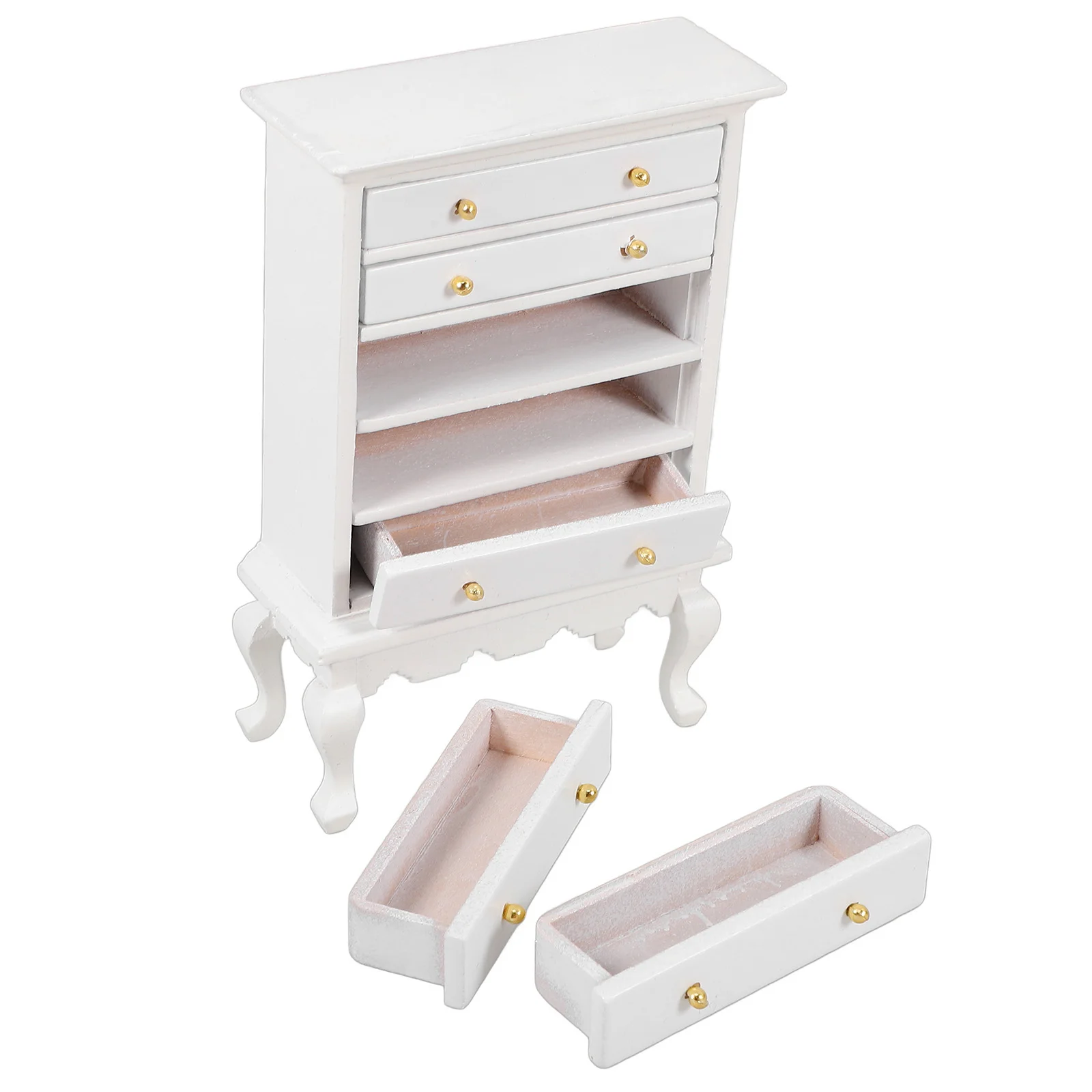 

Model Dollhouse Cabinet Mini Furniture Miniature Wooden Cute White Exquisite Decorative