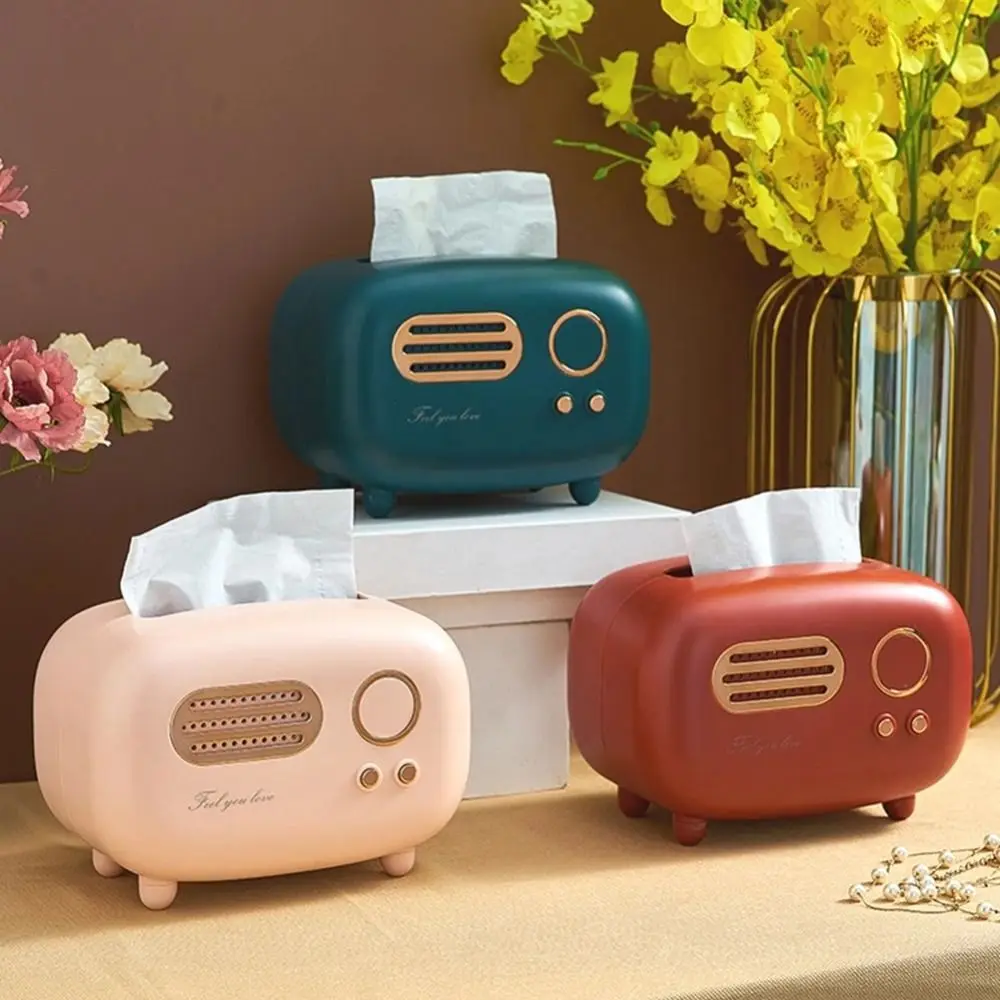 Wet Wipes Decoration Paper Holder Storage Napkin Case Desktop Retro Radio Model Vintage Dispenser Organizer Ornament Tissue Box