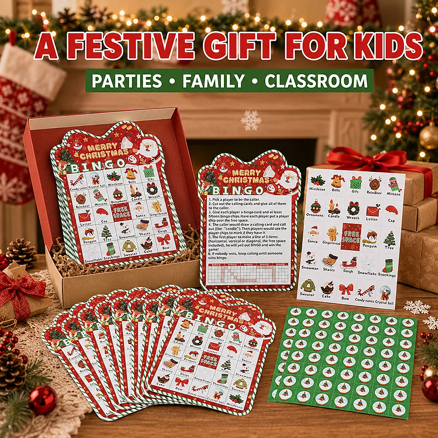 33pcs Christmas Bingo Game Set - Party Games Bingo ulasan dan harga