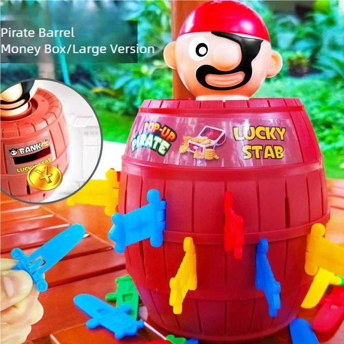 Popular Catapult Pirate Bucket Toy for Ages 3 and Above, Children's Lucky Poke-A-Pirate Prank Toy, Multi-Player Family Tabletop Party Game, Stress-Relief Interactive Board Game, Children's Party Game, Abs Plastic Pop-U