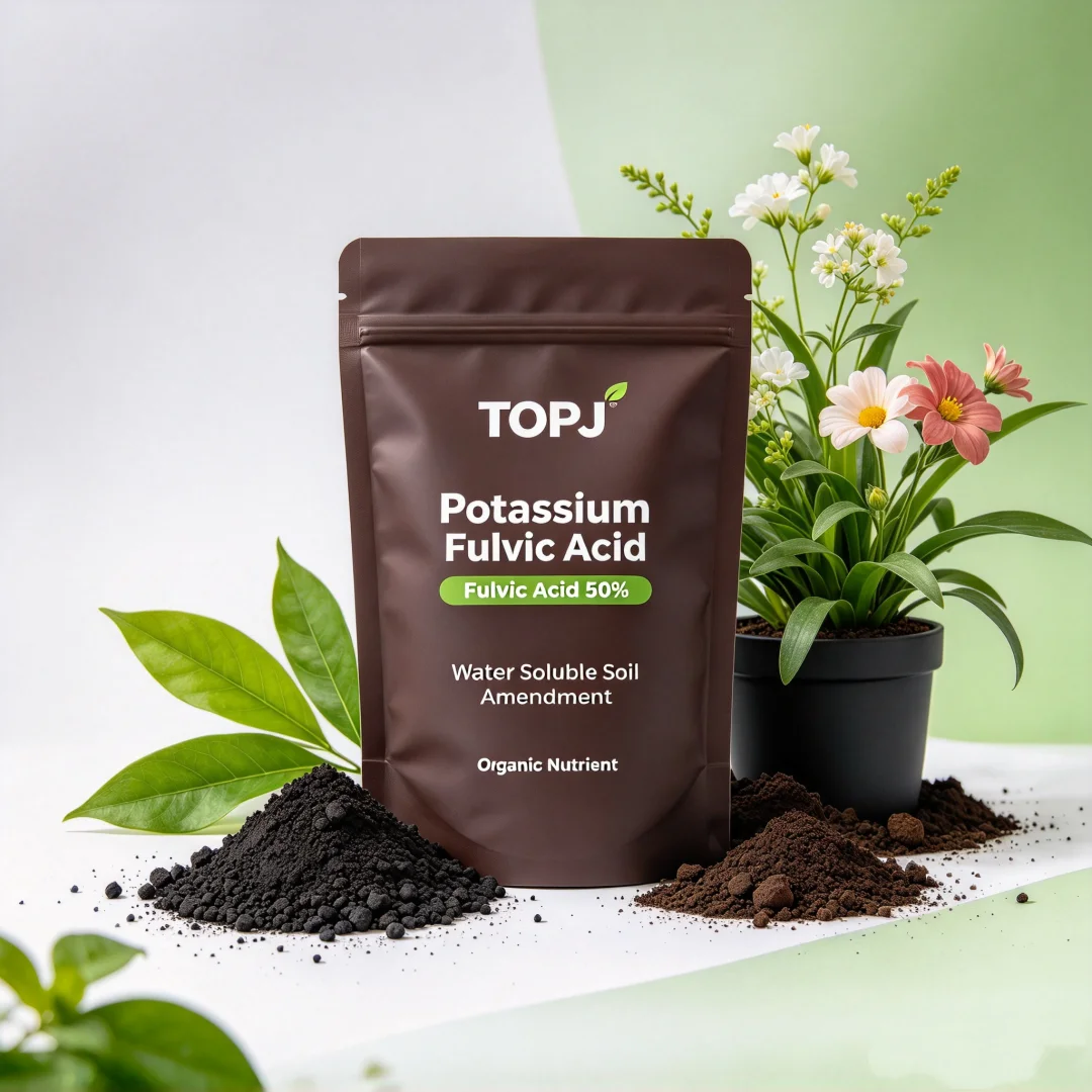 TOPJ Potassium Fulvic Acid 50% Water Soluble Organic Soil Amendment Plant Nutrient for Potted Flowers Garden Farm Hydroponics