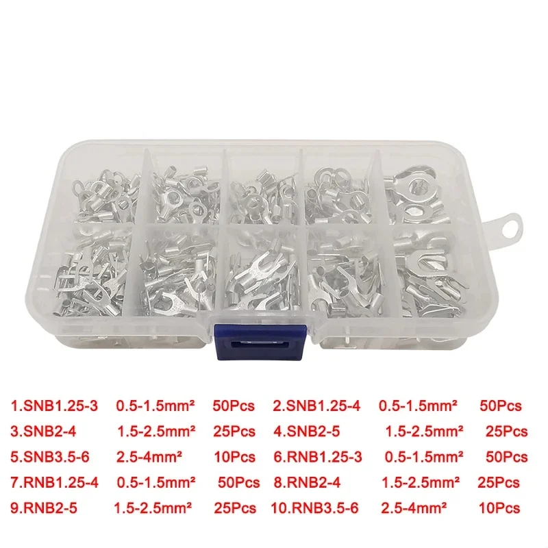 320Pcs/Box OT/UT Cold Pressed Crimp Terminal Assortment Kits Ring Lugs Crimp Terminals Tin-Plated Electric Wire Cable Connector