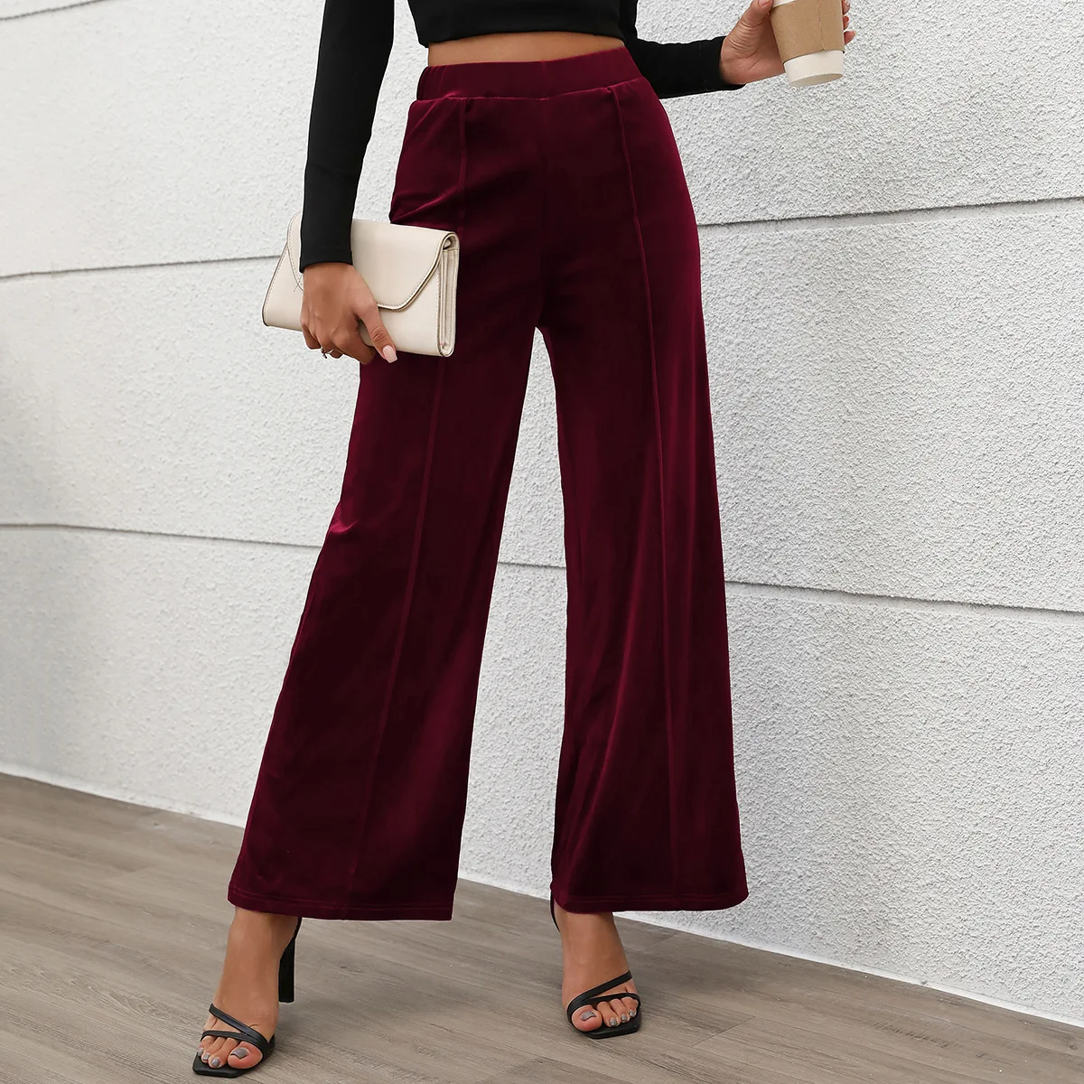 Trendy Women's Pants 2024 Autumn Commuter Style High-waisted Style Velvet Wide Leg Pants Women Streetwear Loose Fitting Trousers