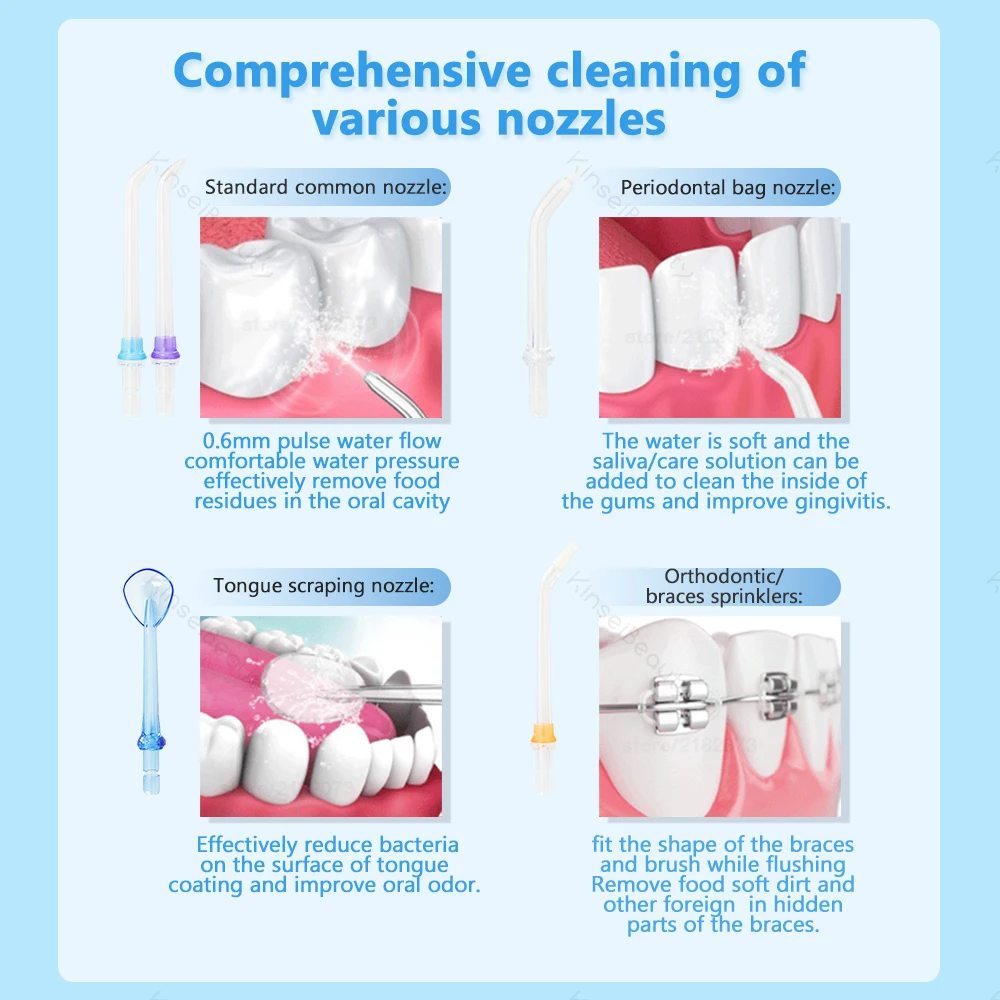 5 Chế Độ Răng Miệng Irrigator Nước Di Động Dental Flosser Nước Chỉ 300Ml Bình Nước + 6 Máy Bay Phản Lực Đầu Răng bụi Cáp USB