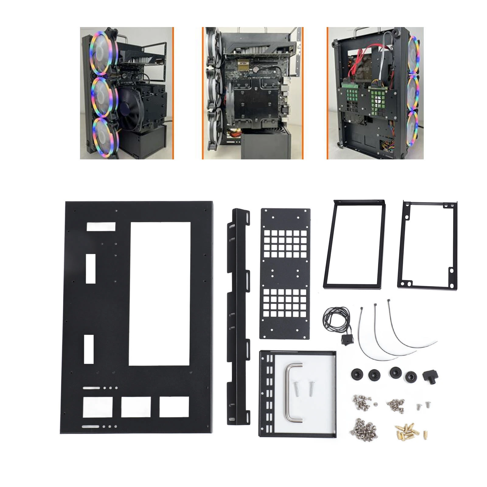 Diy computador placa-mãe caso rack poderosa placa de aço resfriamento atx m atx itx gaming pc caso quadro aberto com alça