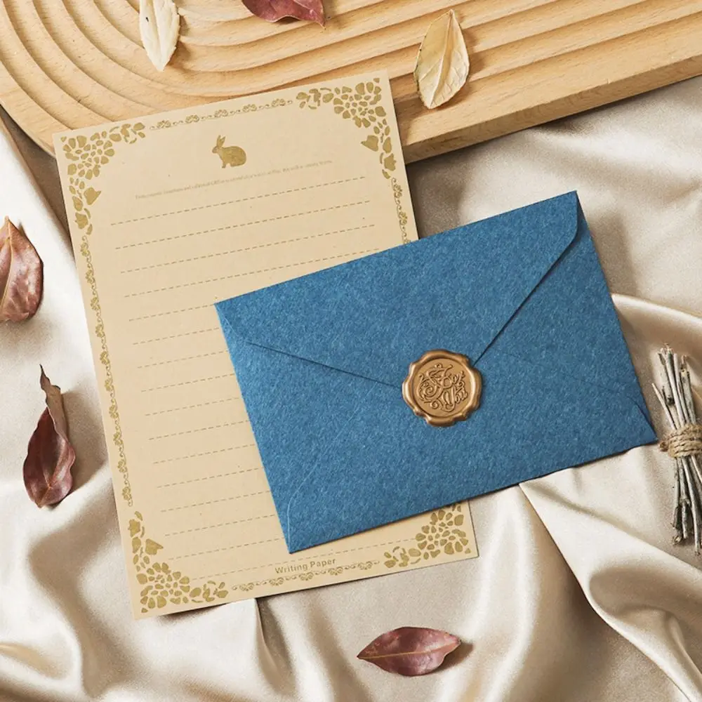 10pcs Vintage Envelopes Set Invitation Card Bronzed Seal Blessing Thank Envelope Nostalgia Art Romantic Retro Greeting Card