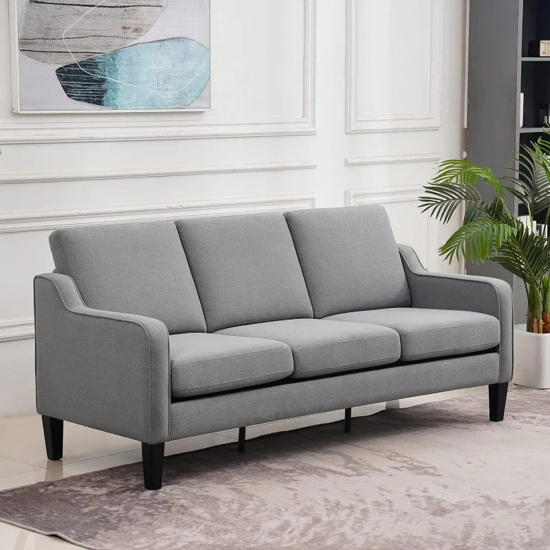 Sofa kecil 71 "Sofa nyaman untuk ruang tamu krem 3 tempat duduk Sofa Sofa pertengahan abad furnitur Sofa Modern