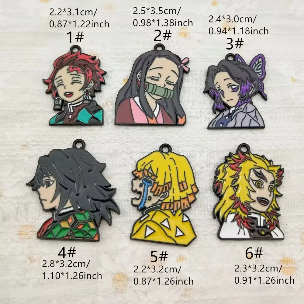 10 قطع شخصية كرتونية أقراط قلادة معدنية سحر قلادة المفاتيح DIY المواد اليدوية #3