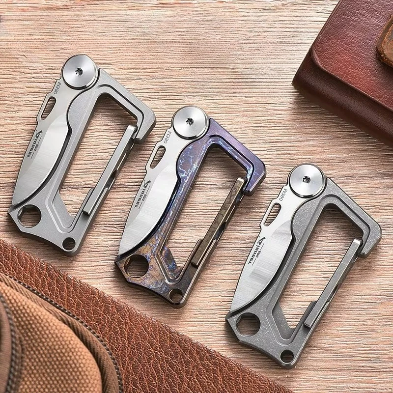 Titanium EDC Portable Keychain Mini Utility Cutter with Quick Release Backpack Clip Hook Premium Key Holder