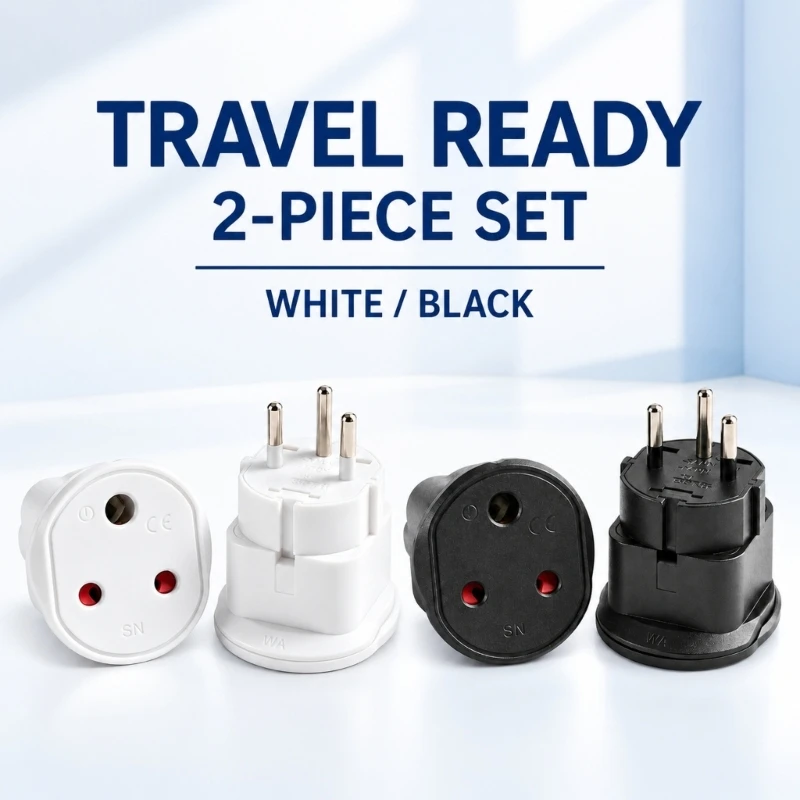 South Africa to Israel Regional Power Coupler, 2 Pack with Recessed Three-Hole Face for Compatible Power Cords H8WD