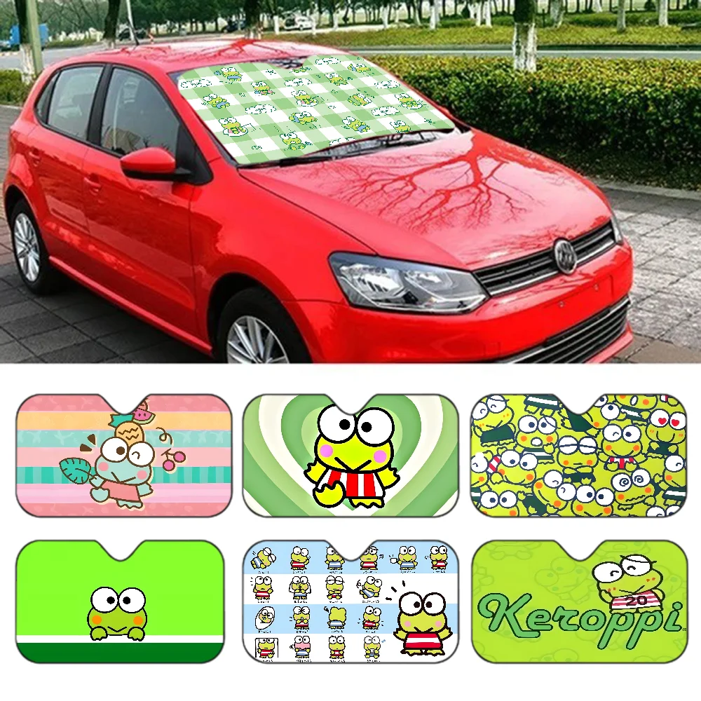 K-keroppiS กบกระจก Sun Shade สําหรับรถเก๋ง,51.2 "X 27.5" อัพเกรดรถ Sunshade สําหรับด้านหน้ากระจก Visor Protector