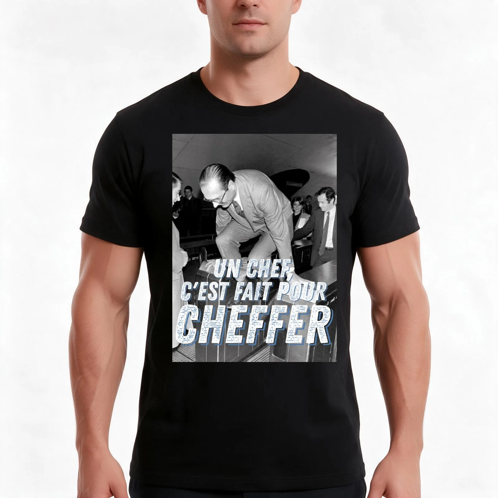 A chef ! - Jacques Chirac T-Shirt, Summer Casual Cotton Tee, Oversized Streetwear Tops, Vintage Graphic Print, Unisex Men Women