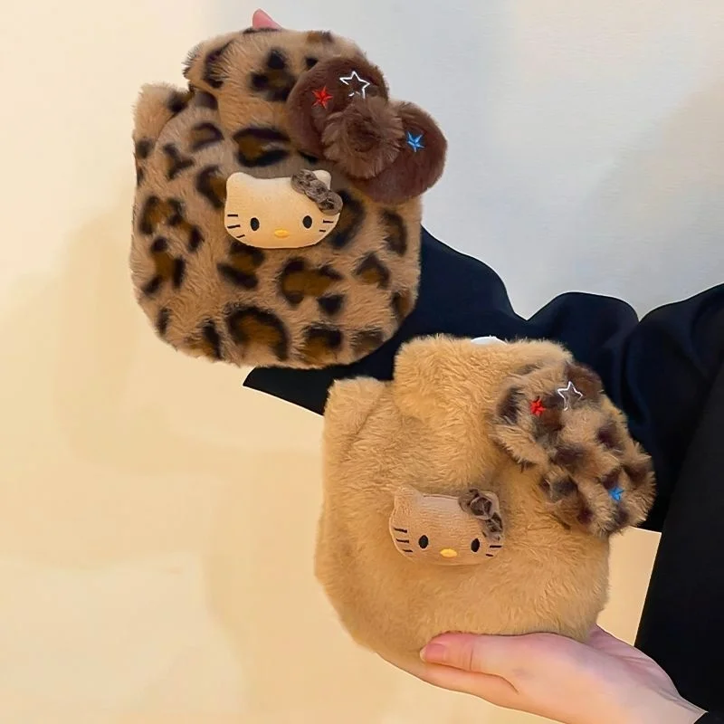 ซานริโอ เฮลโล คิตตี้ ตุ๊กตาขนนุ่มลายเสือดาว พร้อมซิลิโคนด้านใน ให้ความอบอุ่นมือ ถุงน้ำร้อนแบบเติมน้ำ ของขวัญวันหยุด