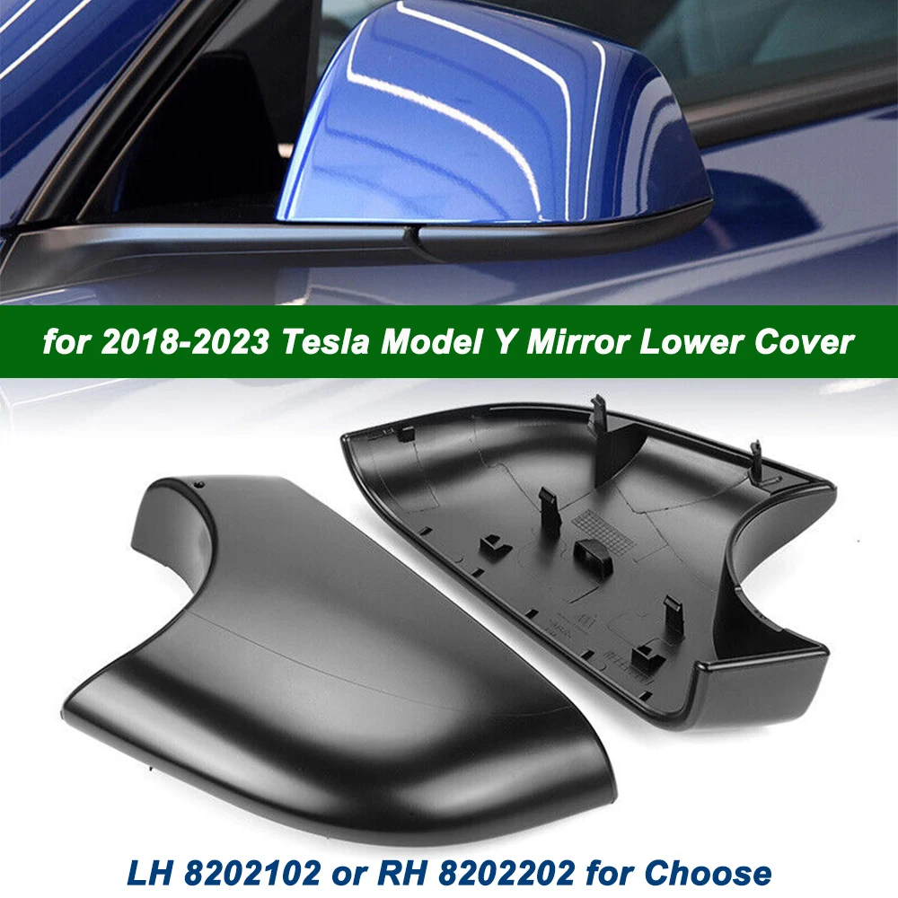 Side Rear View Mirror Lower Base For Model Y 2020-2023 Matte Black Exterior Door Wing Mirror Holder 8202102 8202202 1495632-00-B