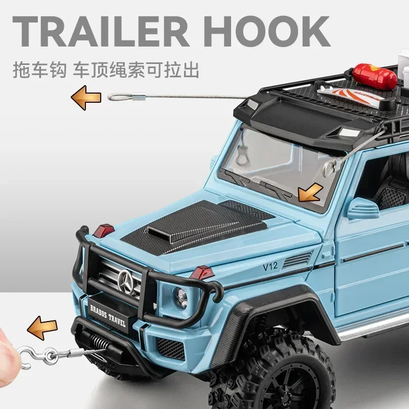 1:24 Mercedes-Benz Brabus G550 4x4 modifizierte Version Druckguss Metall legierung Modell auto Sound Licht zurückziehen Sammlung Kinder Spielzeug Geschenk