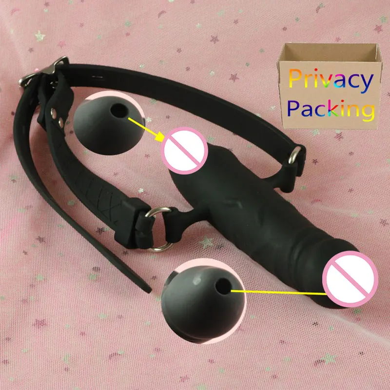 Full Silicone Double Ended Penis Gags,Breathable Gag,Mouth Plug,BDSM Gear for Submissive,Dual Dick Mouth Penetration Gags