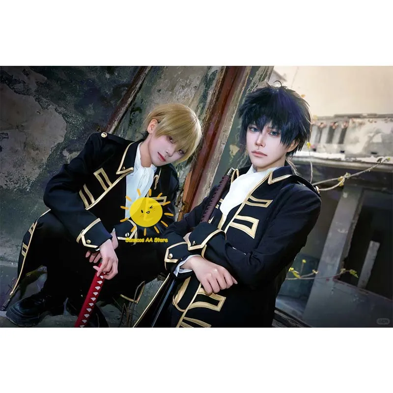 Anime Okita Sougo Hijikata Toushirou Kondou Isao Cosplay Gintama Cosplay Costumes Uniform Vest Scarf Patch Wig Halloween Cos Men