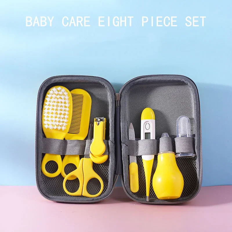 Infant Care Box Baby Nail Care Tools Sets Portable Child Healthcare Products Grooming Care Brush Kit with Storage Bag 8pcs/set