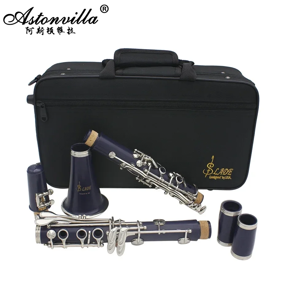 SLADE Clarinet 17 Key Falling Tune B Blue Clarinet ABS Silver Plated Silver Key Bakelite Material with Accessories