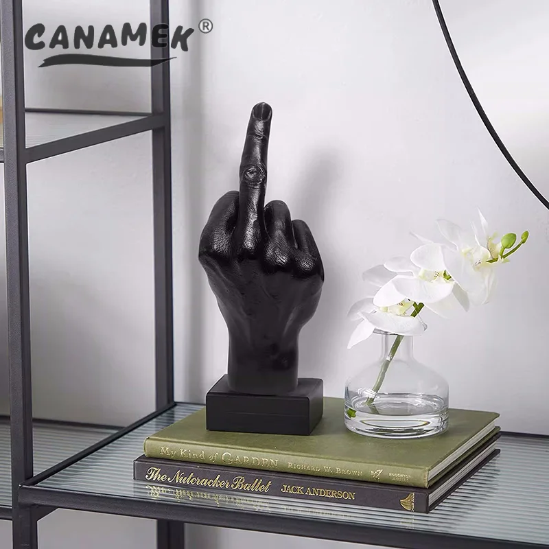 Modern Nordic Style Creative Middle Finger Statue Resin Craft Sculpture Flower Potted Plant Home Garden Decoration