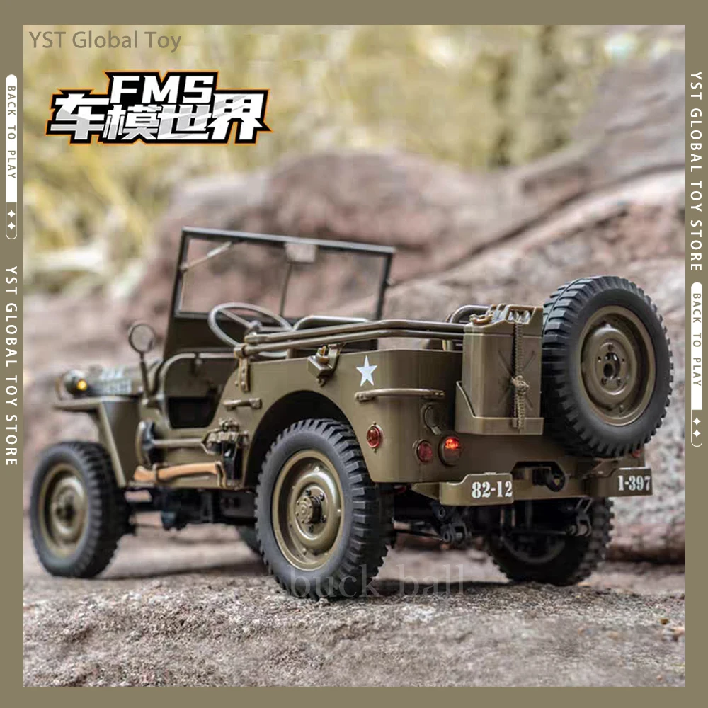 

1/12 FMS 1941 Willys Mb Rtr зеленый джип модель автомобиля 2,4g 4wd Rtr краулер скалолазание масштаб военный грузовик багги Радиоуправляемый автомобиль игрушка для взрослых подарки