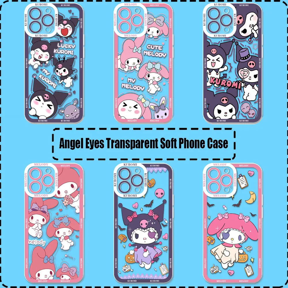 Funda divertida de dibujos animados My Melody Kuromi para Samsung Galaxy S25Ultra S24 S23 S21 S20 Fe Plus 5G S25 S24 Ultra Cqoue, funda transparente