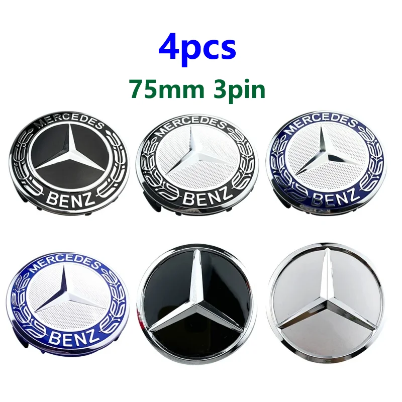 4pcs 75mm Car Wheel Center Caps Hub Caps Rims Cover For AMG A B C S Class E GLA CLA GLB GLE GLK GLS Mercedes Benz Accessories