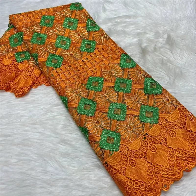 

5 Y soft water soluble organza French Guipure Lace African Tulle Cord Net Embroidered Fabric For Wedding Party 27L3101002