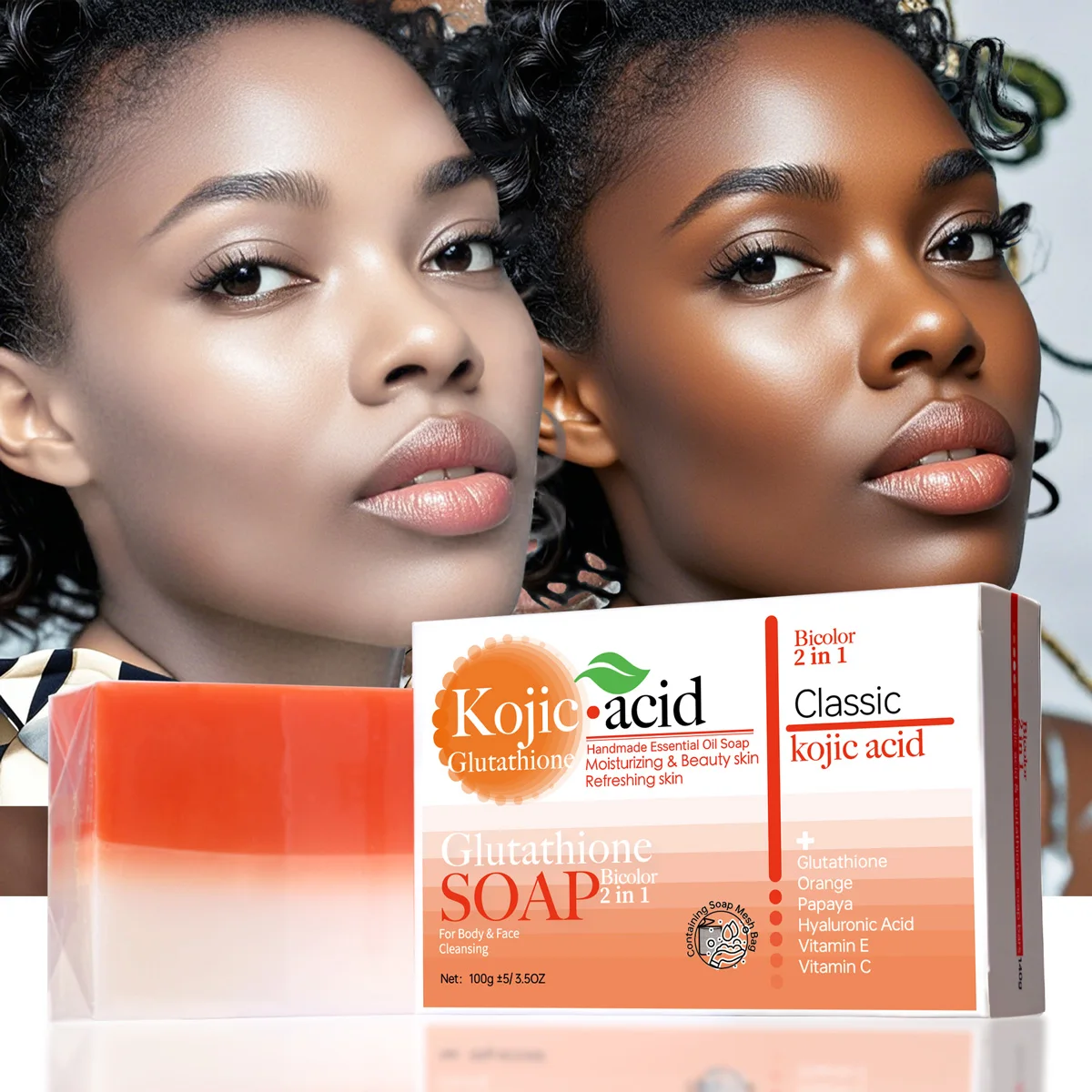 حار بيع العضوية 100 جرام حمض الكوجيك + الجلوتاثيون الصابون بار العسل مكافحة حب الشباب المعونة تبييض حمام الوجه