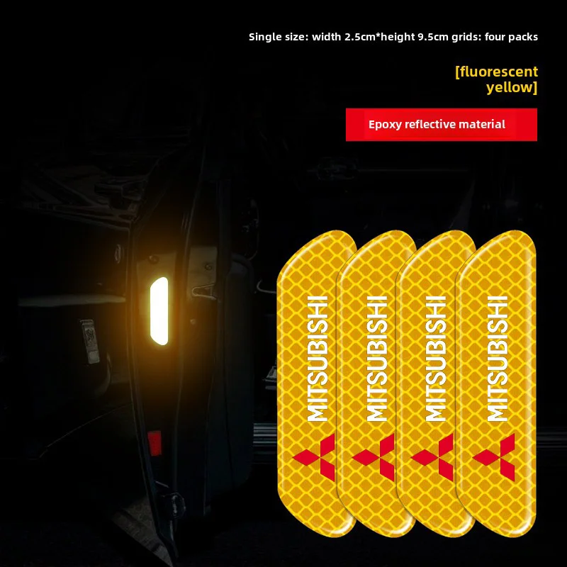 4pcs Car Door Reflective Strips security Warning Stickers For Mitsubishi Outlander Lancer 10 9 ASX RALLIART Eclipse L200 Pajero