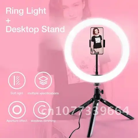 

Ring Lamp Selfie With Tripod Led Light Dimmable Photography Light Bluetooth Remote Led Ring Lamp For Vlog Makeup Youtube TikTok